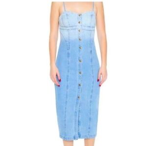 Forever 21 Denim Cami Button-Down Midi Dress Size M NWT